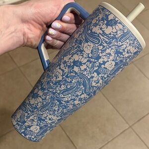 Brumate 40oz Era Floral Blue and Cream Tumbler with Handle